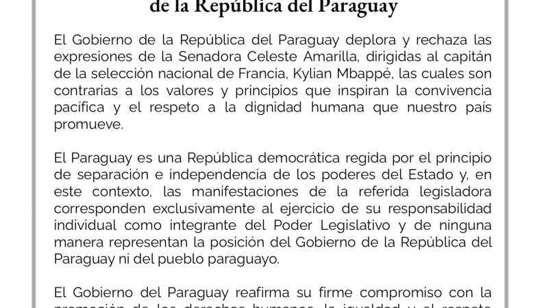 Communiqué du Gouvernement de la République du Paraguay